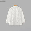 Women's ZANZEA Lace Blazer Summer Spring 3 4 Sleeve Blazer OL Work Tops See-through Blazer Oversize Party Suits