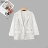 Women's ZANZEA Lace Blazer Summer Spring 3 4 Sleeve Blazer OL Work Tops See-through Blazer Oversize Party Suits