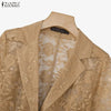 Women's ZANZEA Lace Blazer Summer Spring 3 4 Sleeve Blazer OL Work Tops See-through Blazer Oversize Party Suits