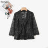Women's ZANZEA Lace Blazer Summer Spring 3 4 Sleeve Blazer OL Work Tops See-through Blazer Oversize Party Suits