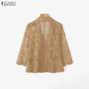 Women's ZANZEA Lace Blazer Summer Spring 3 4 Sleeve Blazer OL Work Tops See-through Blazer Oversize Party Suits