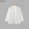 Women's ZANZEA Lace Blazer Summer Spring 3 4 Sleeve Blazer OL Work Tops See-through Blazer Oversize Party Suits