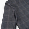 Women's Gray Plaid Stand-Collar Blazer Jacket with Long Sleeves