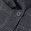 Women's Gray Plaid Stand-Collar Blazer Jacket with Long Sleeves