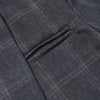 Women's Gray Plaid Stand-Collar Blazer Jacket with Long Sleeves
