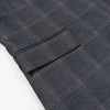 Women's Gray Plaid Stand-Collar Blazer Jacket with Long Sleeves