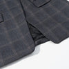 Women's Gray Plaid Stand-Collar Blazer Jacket with Long Sleeves