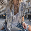 Women's Sequin Blazer with a Shimmering Finish and Long Sleeves