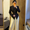 Women's Single-Breasted Blazer with a Cinched Waist and Asymmetric Hem