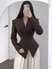 Women's Single-Breasted Blazer with a Cinched Waist and Asymmetric Hem