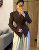 Women's Single-Breasted Blazer with a Cinched Waist and Asymmetric Hem