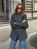 Women's Plaid Single-Button Blazer with a Stand Collar and Long Sleeves