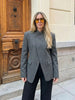 Women's Asymmetrical Blazer with a Single-Button Front in Plaid or Solid Colors