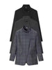 Women's Gray Plaid Blazer with a Stand Collar and Single-Button Front
