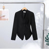 Women's Asymmetrical V-Neck Blazer with Lace-Up Detail and Long Sleeves