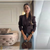 Women's Asymmetrical V-Neck Blazer with Lace-Up Detail and Long Sleeves