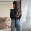 Women's Asymmetrical V-Neck Blazer with Lace-Up Detail and Long Sleeves