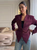 Women's Asymmetrical V-Neck Blazer with Lace-Up Detail and Long Sleeves