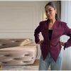 Women's Asymmetrical V-Neck Blazer with Lace-Up Detail and Long Sleeves