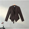 Women's Asymmetrical V-Neck Blazer with Lace-Up Detail and Long Sleeves