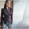 Women's Asymmetrical V-Neck Blazer with Lace-Up Detail and Long Sleeves