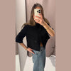 Women's Cropped Asymmetrical Blazer with a Stand Collar and Short Sleeves