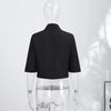 Women's Cropped Asymmetrical Blazer with a Stand Collar and Short Sleeves