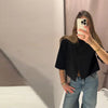 Women's Cropped Asymmetrical Blazer with a Stand Collar and Short Sleeves