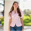 Women's Cropped Asymmetrical Blazer with a Stand Collar and Short Sleeves