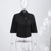 Women's Cropped Asymmetrical Blazer with a Stand Collar and Short Sleeves