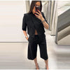 Women's Cropped Asymmetrical Blazer with a Stand Collar and Short Sleeves