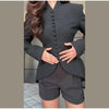 Women's Elegant Waist Cinching Blazer White V-neck Single Bresated Buttons Slim Suit Street Outwear