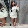 Women's Elegant Waist Cinching Blazer White V-neck Single Bresated Buttons Slim Suit Street Outwear