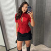 Women's Elegant Waist Cinching Blazer White V-neck Single Bresated Buttons Slim Suit Street Outwear