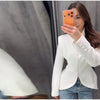 Women's Elegant Waist Cinching Blazer White V-neck Single Bresated Buttons Slim Suit Street Outwear
