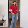 Women's Elegant Waist Cinching Blazer White V-neck Single Bresated Buttons Slim Suit Street Outwear
