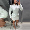 Women's Elegant Waist Cinching Blazer White V-neck Single Bresated Buttons Slim Suit Street Outwear