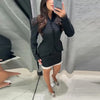 Women's Elegant Waist Cinching Blazer White V-neck Single Bresated Buttons Slim Suit Street Outwear