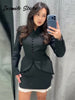 Women's Elegant Waist Cinching Blazer White V-neck Single Bresated Buttons Slim Suit Street Outwear
