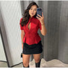 Women's Waist-Cinched Blazer with Hollow-Out Detail and Short Sleeves
