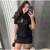 Women's Waist-Cinched Blazer with Hollow-Out Detail and Short Sleeves