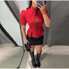 Women's Waist-Cinched Blazer with Hollow-Out Detail and Short Sleeves