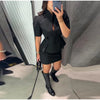 Women's Waist-Cinched Blazer with Hollow-Out Detail and Short Sleeves