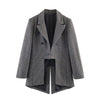 Women's Vintage Asymmetrical Blazer with a Houndstooth Pattern and Notched Lapels