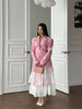 Women's Pink Stripe Blazer with Fringe Trim and Long Sleeves