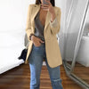 Women's Slim-Fit Long-Sleeve Blazer with Front Pockets in Khaki Gray or Black