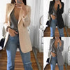Women's Slim-Fit Long-Sleeve Blazer with Front Pockets in Khaki Gray or Black