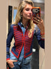 Women's Cropped Military-Style Blazer with Cord Braid Trim and Gold Buttons