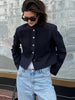 Women's Cropped Military-Style Blazer with Cord Braid Trim and Gold Buttons