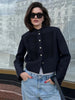 Women's Cropped Military-Style Blazer with Cord Braid Trim and Gold Buttons